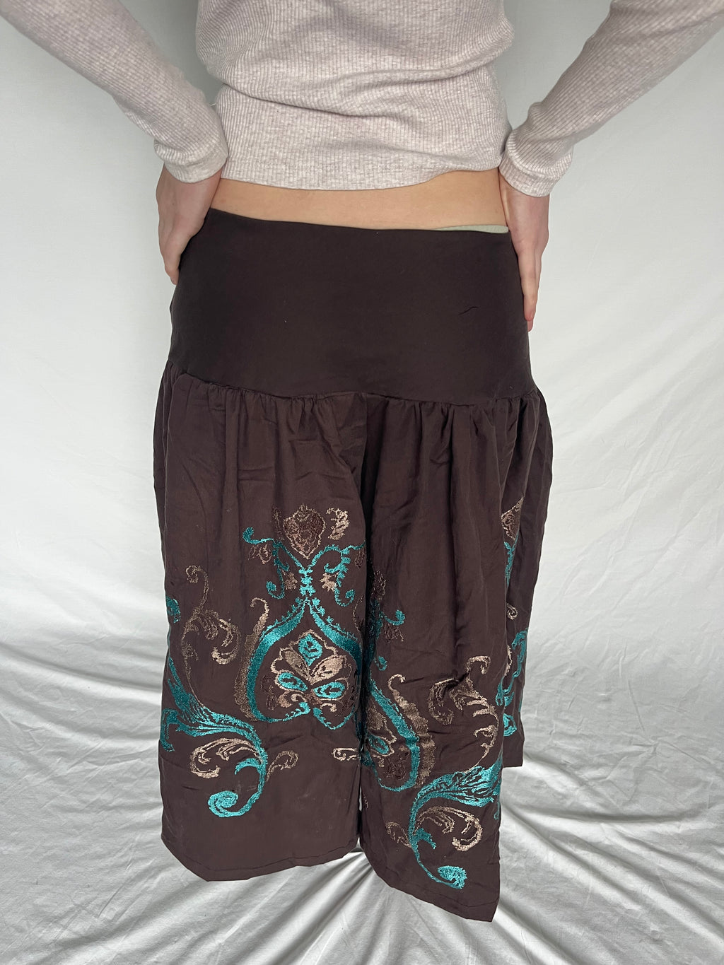 Brown & Teal Gaucho Pants