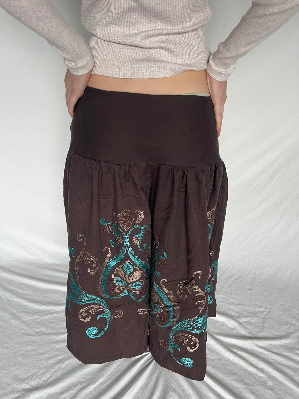 Brown & Teal Gaucho Pants