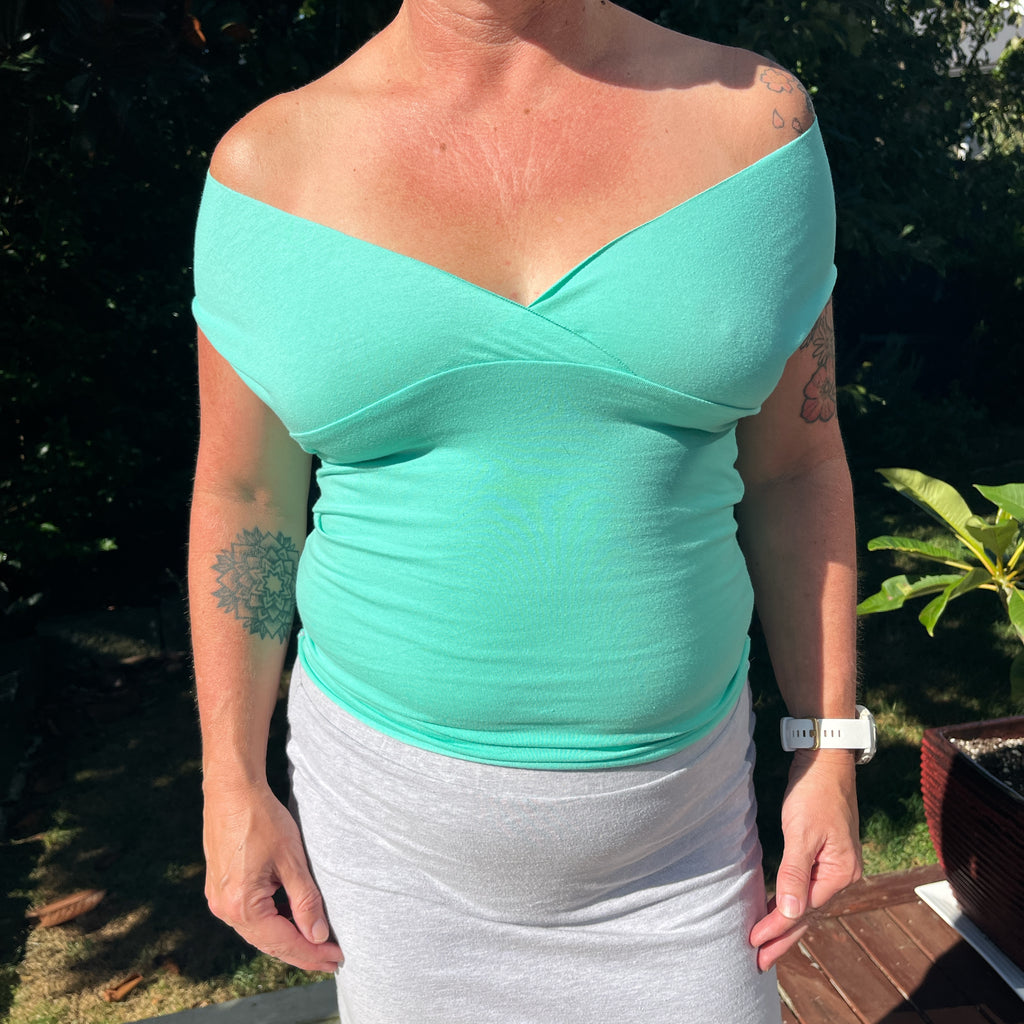 Turquoise Mint Wrap Top
