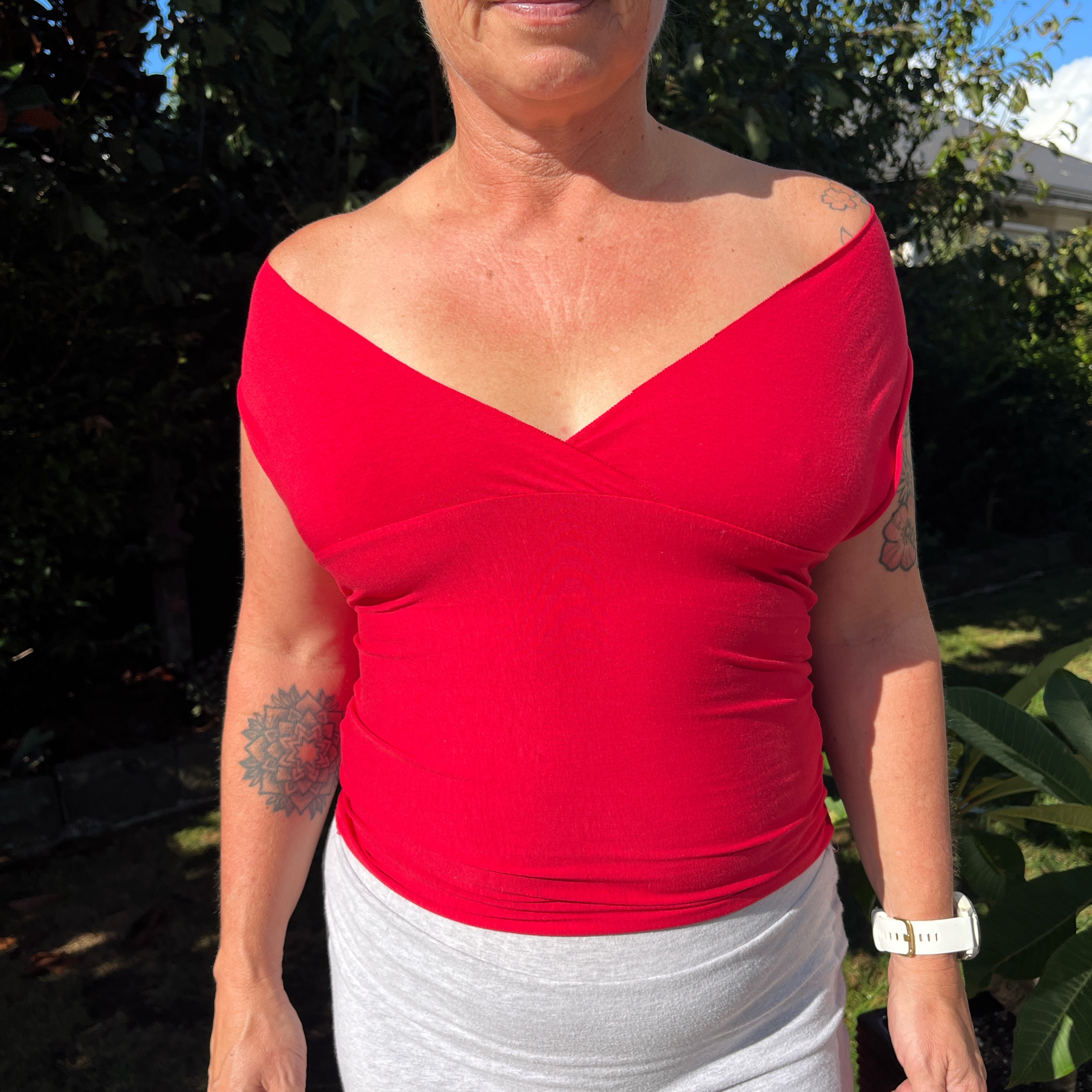 Cherry Red Wrap Top