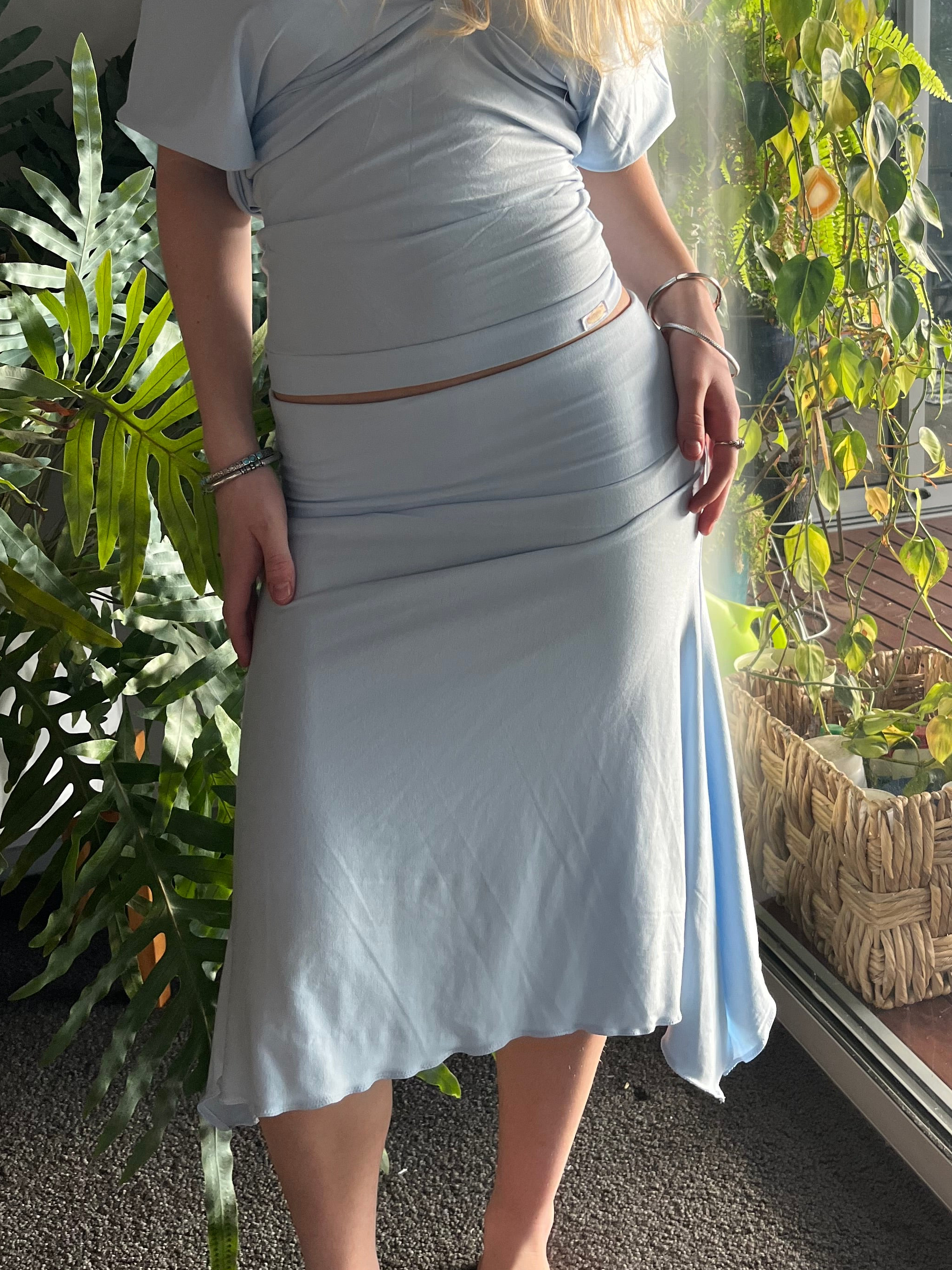 Sky Blue Foldover Skirt