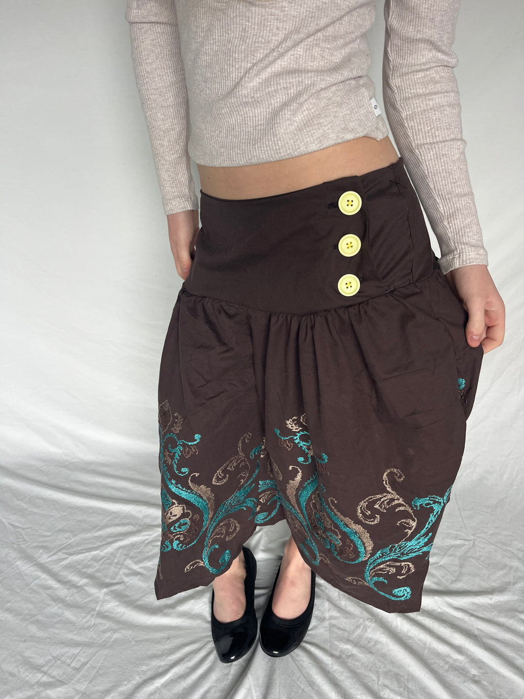 Brown & Teal Gaucho Pants