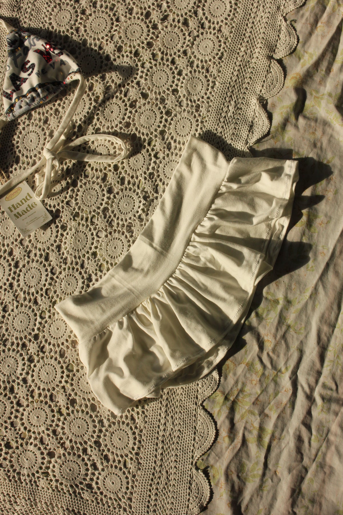 Ivory micro mini skirt | beach cover up