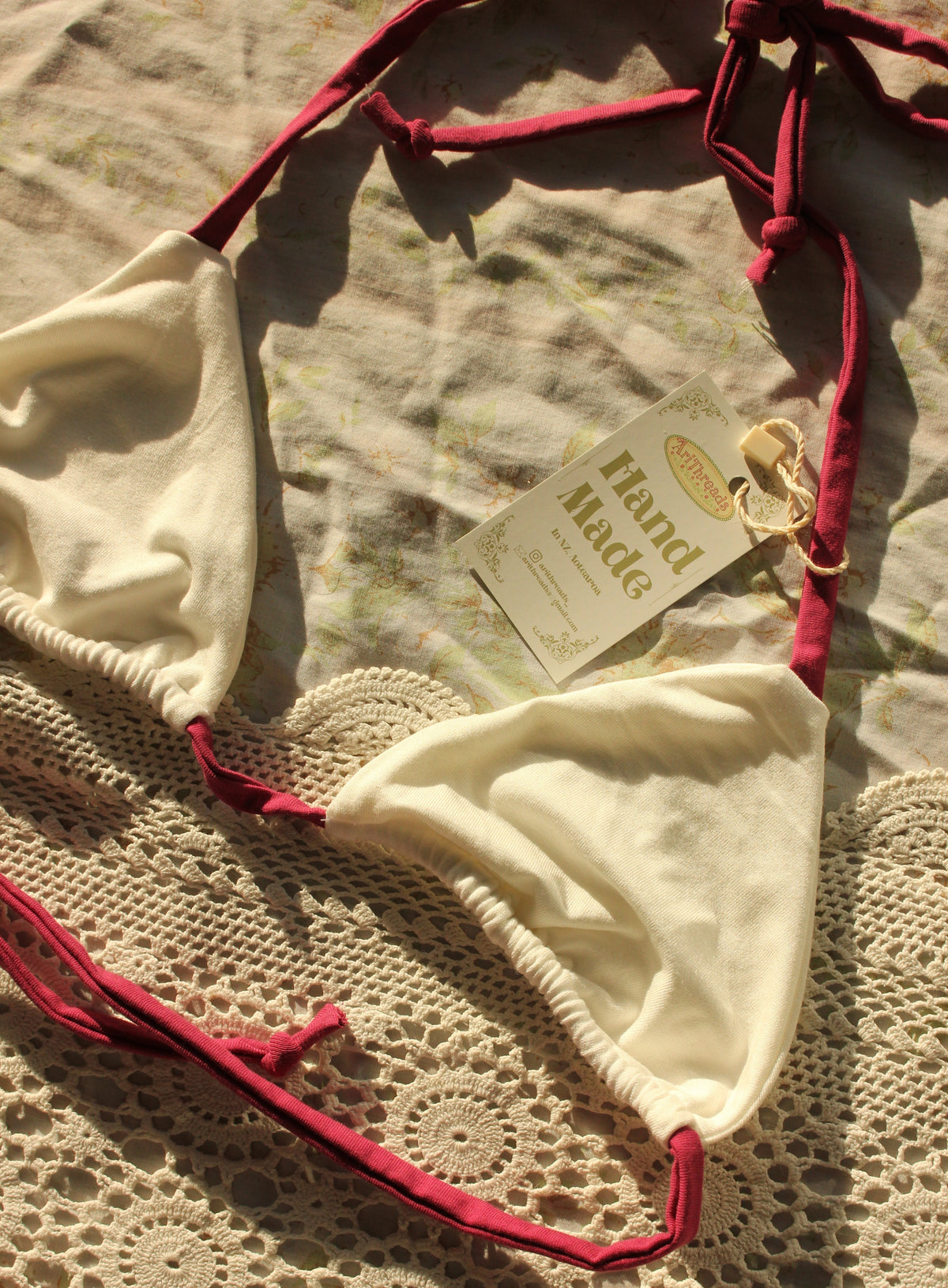 ivory berry bikini top