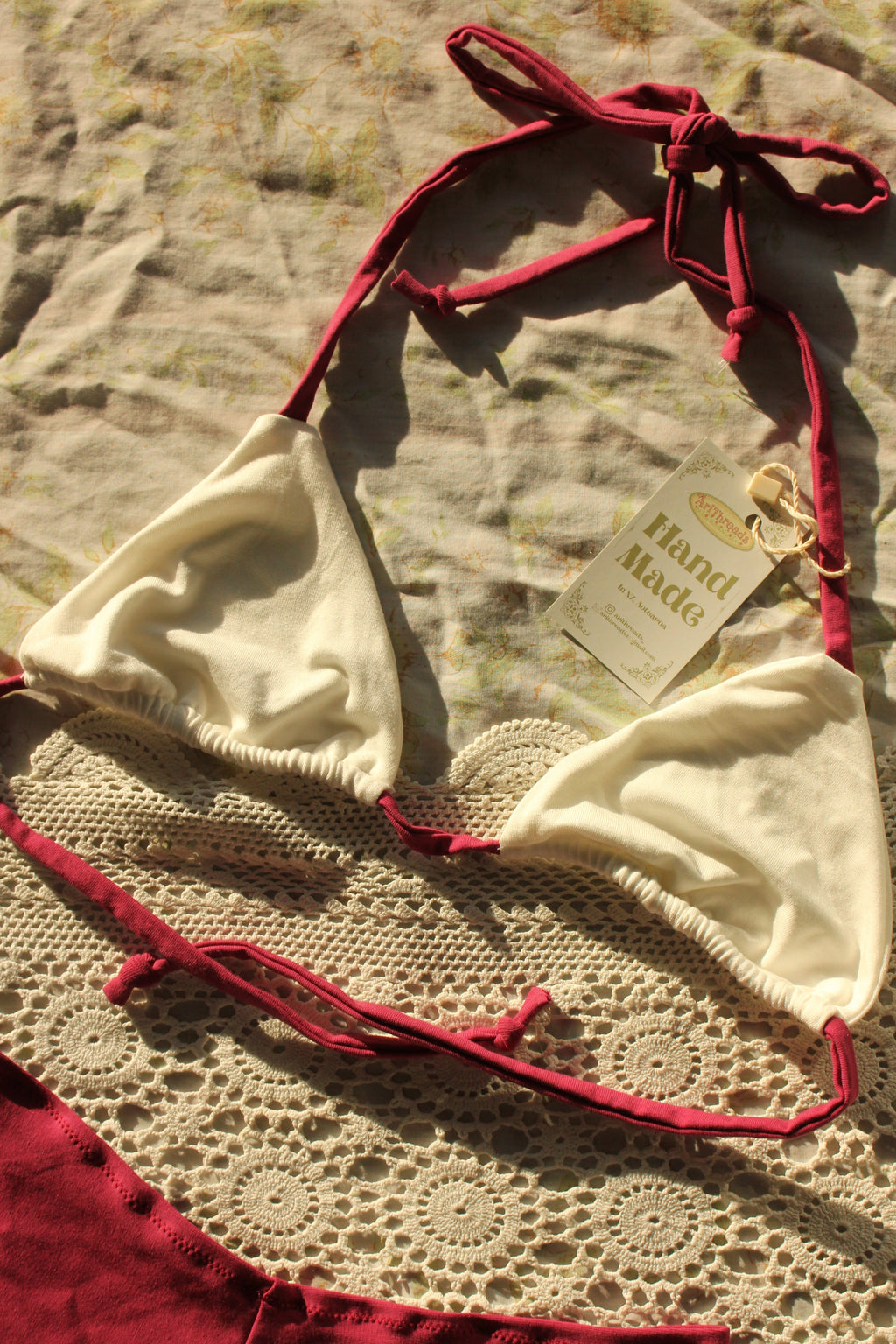 ivory berry bikini top