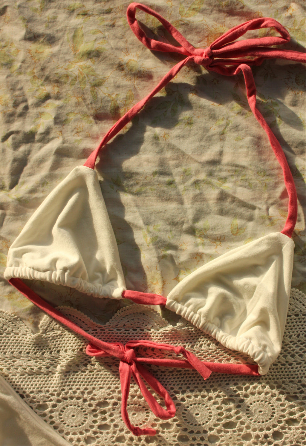 ivory coral bikini top