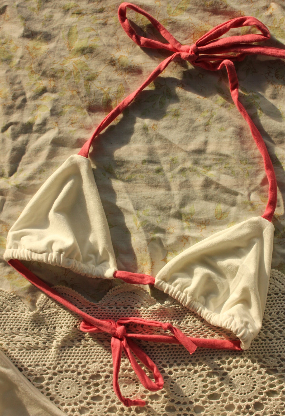 ivory coral bikini top