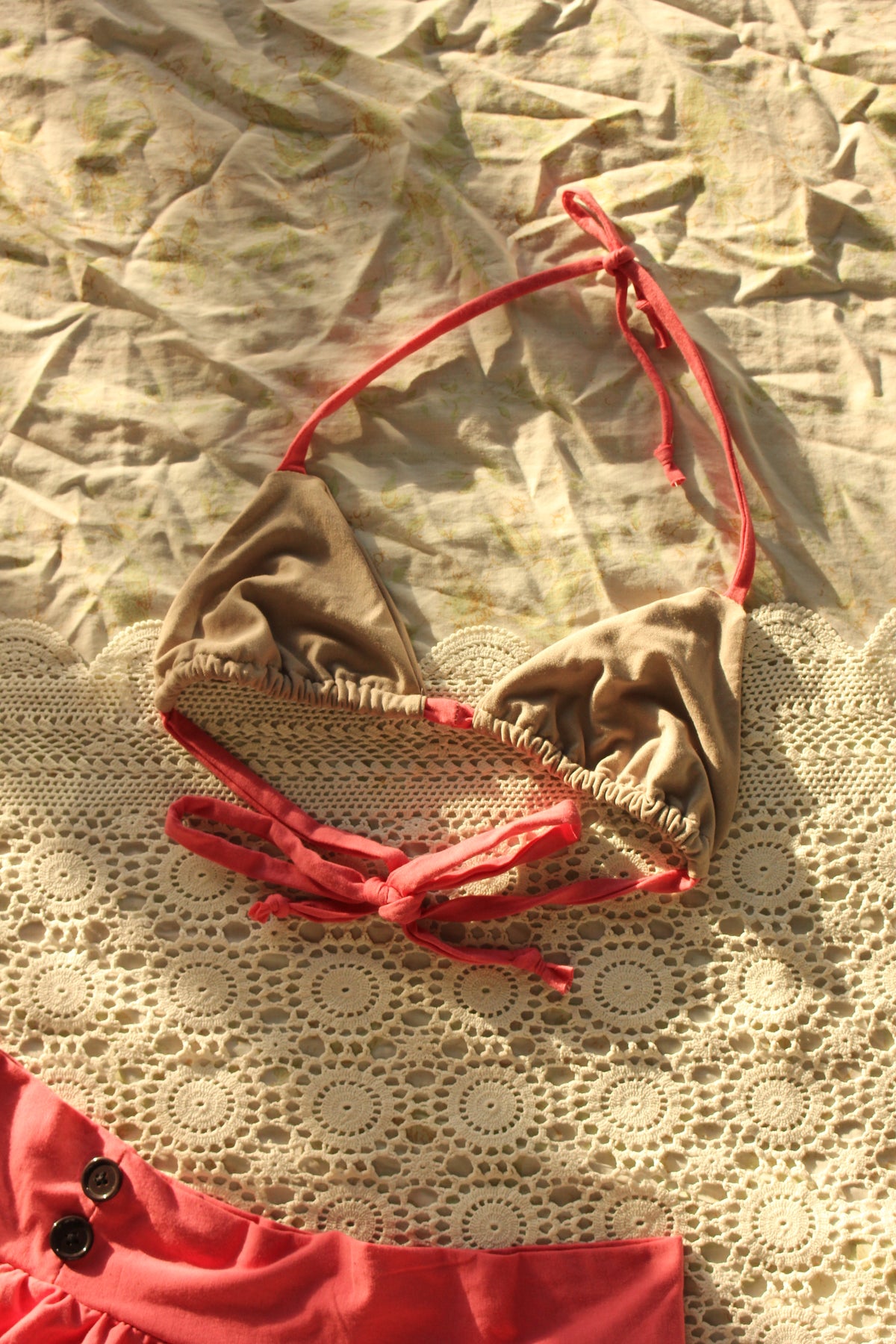 choc coral bikini top