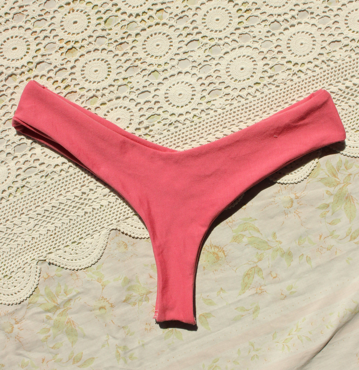 coral bikini bottoms | thong