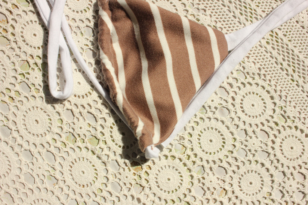 mocha stripe bikini top
