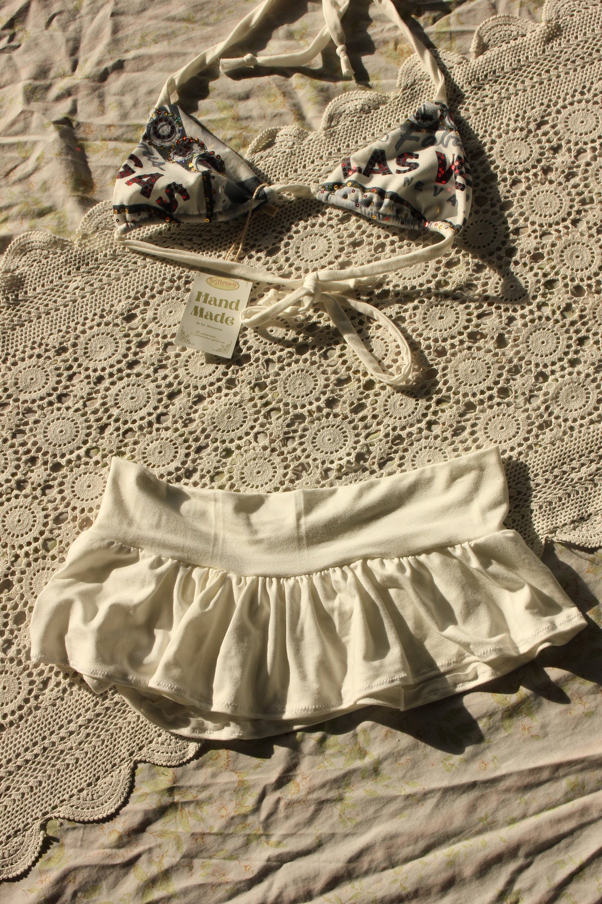 Ivory micro mini skirt | beach cover up